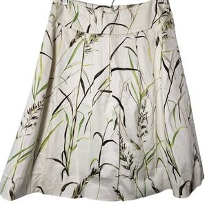 Per Se by Carlisle white grass print knee length skirt Womens size 8